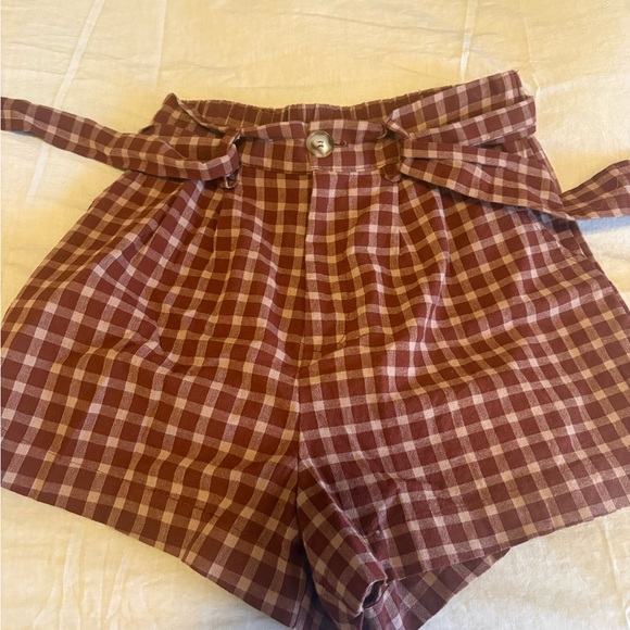 NWT Nasty Gal High Waist Belted Plaid Shorts - Picture 14 of 15